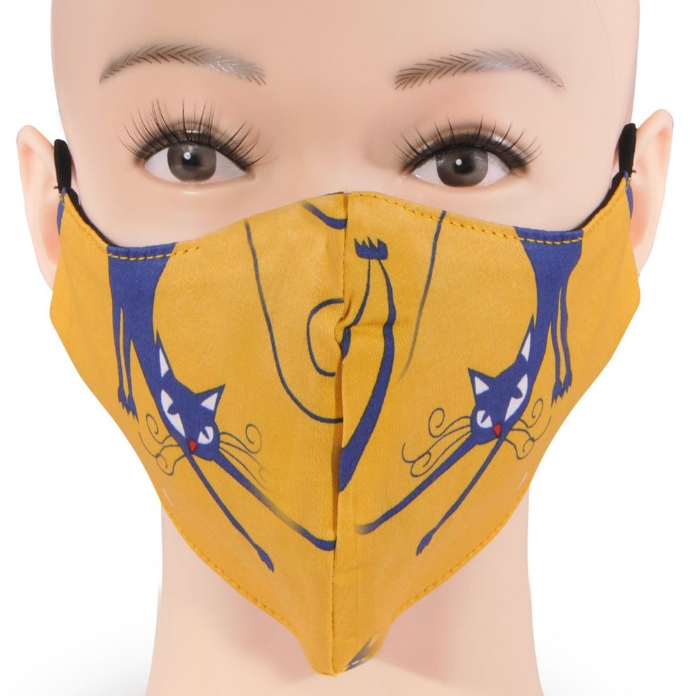 Adjustable Cotton Face Mask, Cat Print